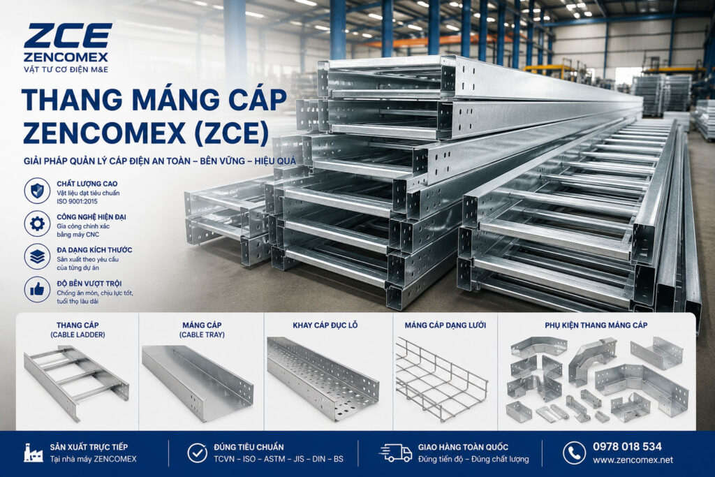 Thang Máng Cáp ZENCOMEX (ZCE) – Giải Pháp Quản Lý Hệ Thống Cáp Điện