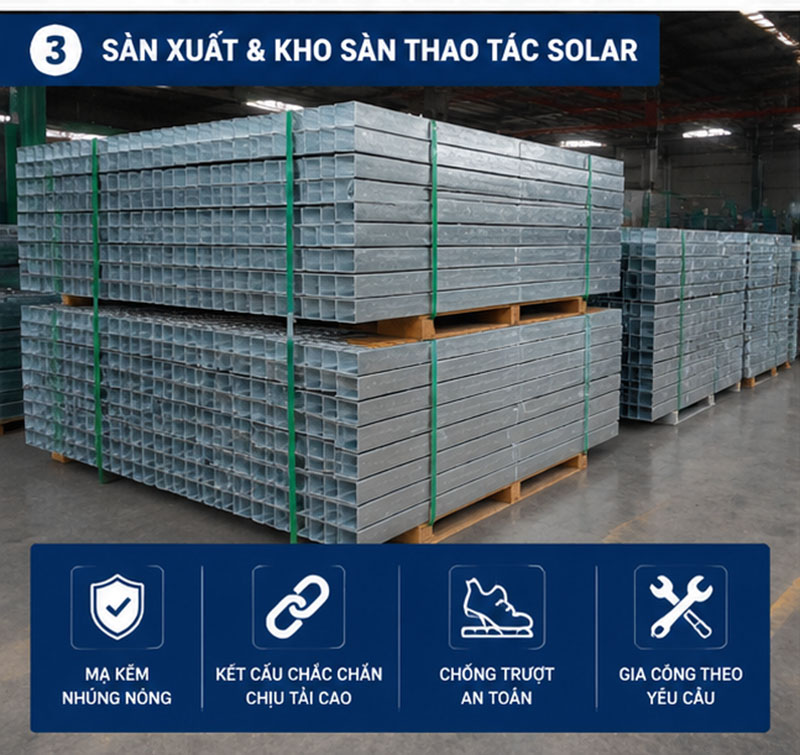 Quy cách sàn thao tác Solar mạ kẽm ZENCOMEX