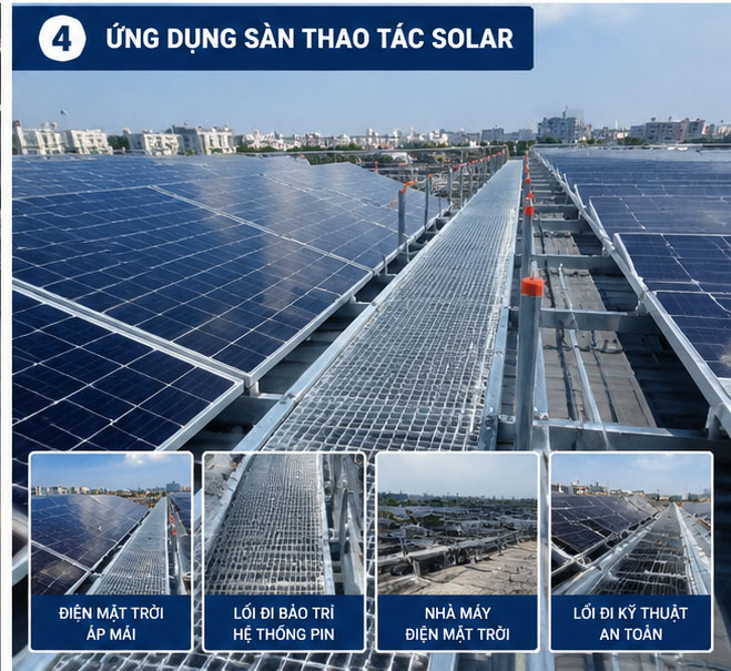 Ứng dụng sàn thao tác Solar trong hệ thống điện mặt trời