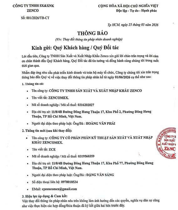 Công ty cp kỹ thuật sản xuất Zencomex ZCE