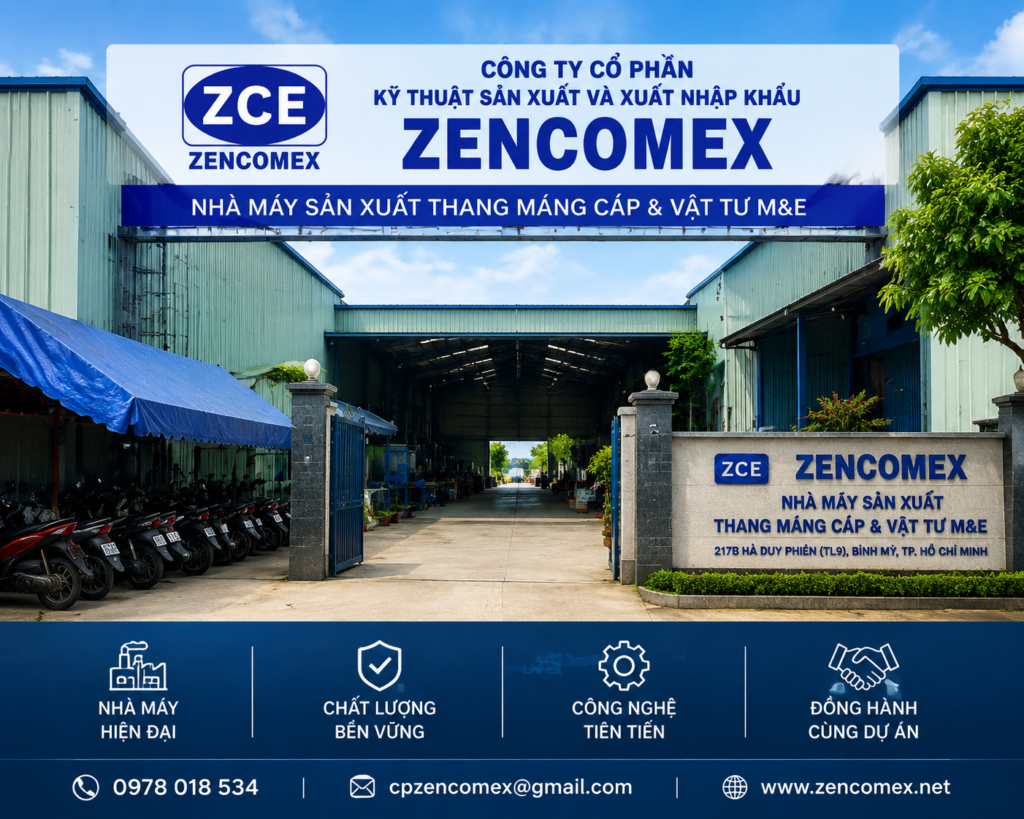Nhà máy ZENCOMEX ZCE sản xuất thang máng cáp và vật tư M&E