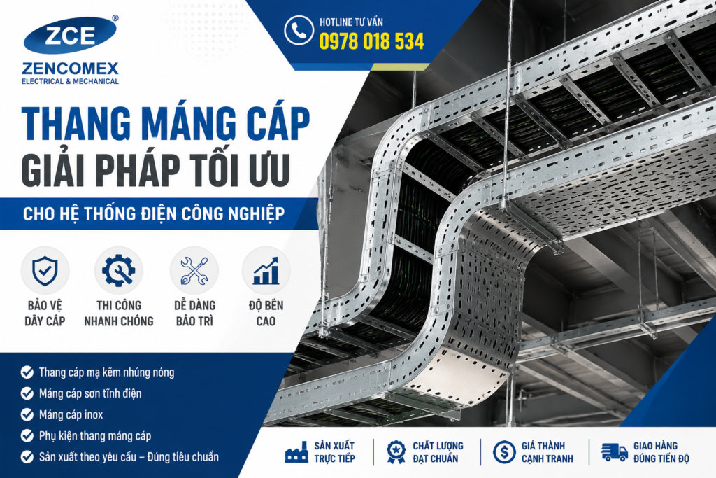 Thang máng cáp công nghiệp Zencomex cho hệ thống điện