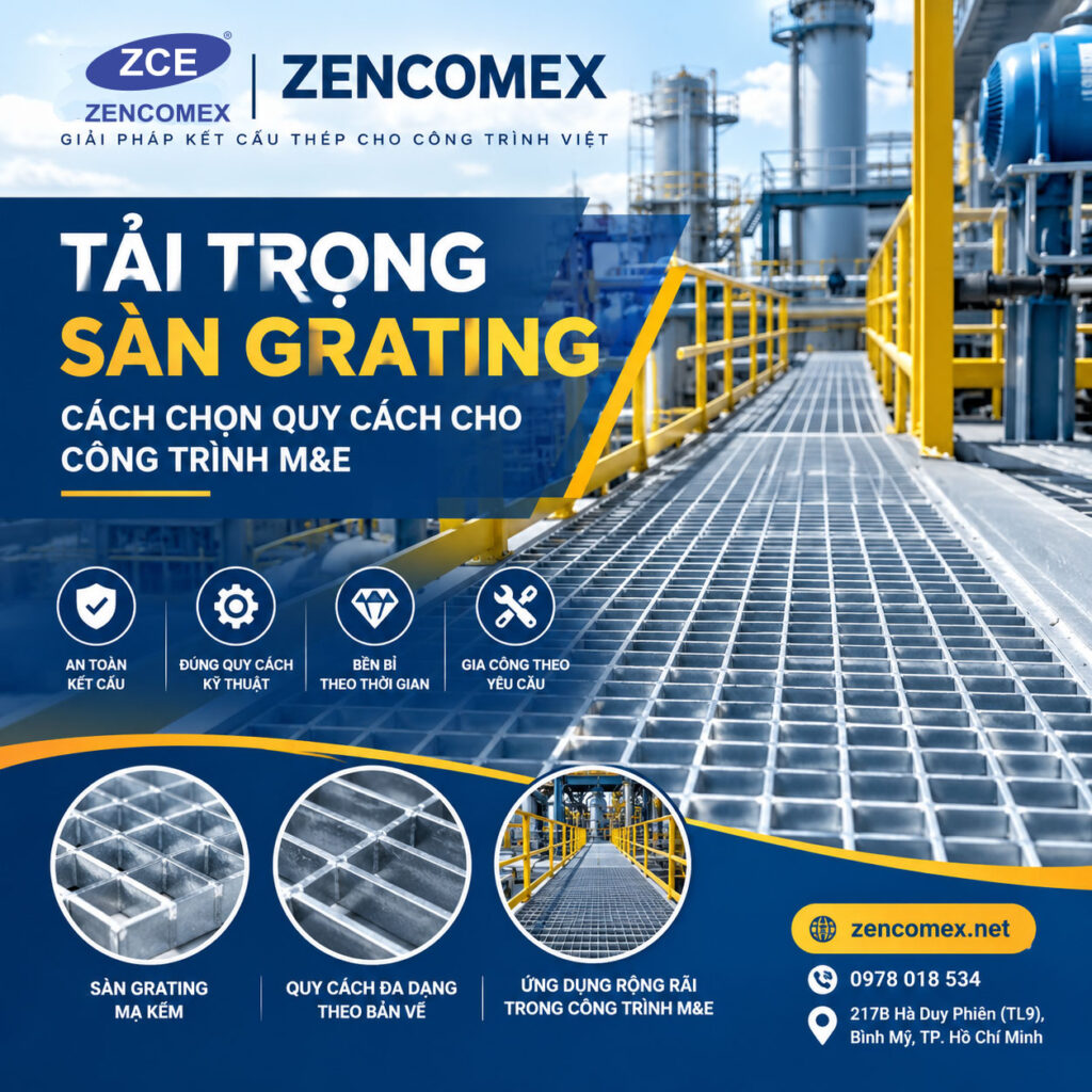 Tải trọng sàn grating công trình M&E ZENCOMEX ZCE