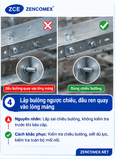 Kiểm tra bulông liên kết thang máng cáp