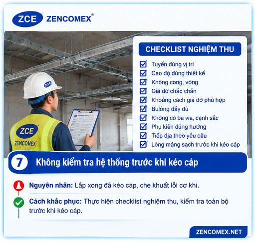 Kiểm tra nghiệm thu hệ thống thang máng cáp M&E