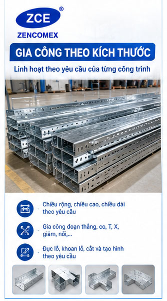 Thang máng cáp tùy chỉnh kích thước theo bản vẽ